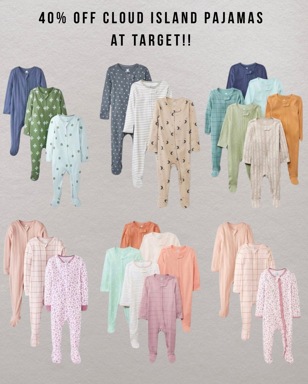 40% off cloud island pajamas at target!! Such a steal for these multiples! Get six onesies for only $16.80!! Great time to stock up for showers, yourself, and the holidays!! So many good options available! Loving these early deals at Target! 

#LTKKids #LTKBaby #LTKSaleAlert