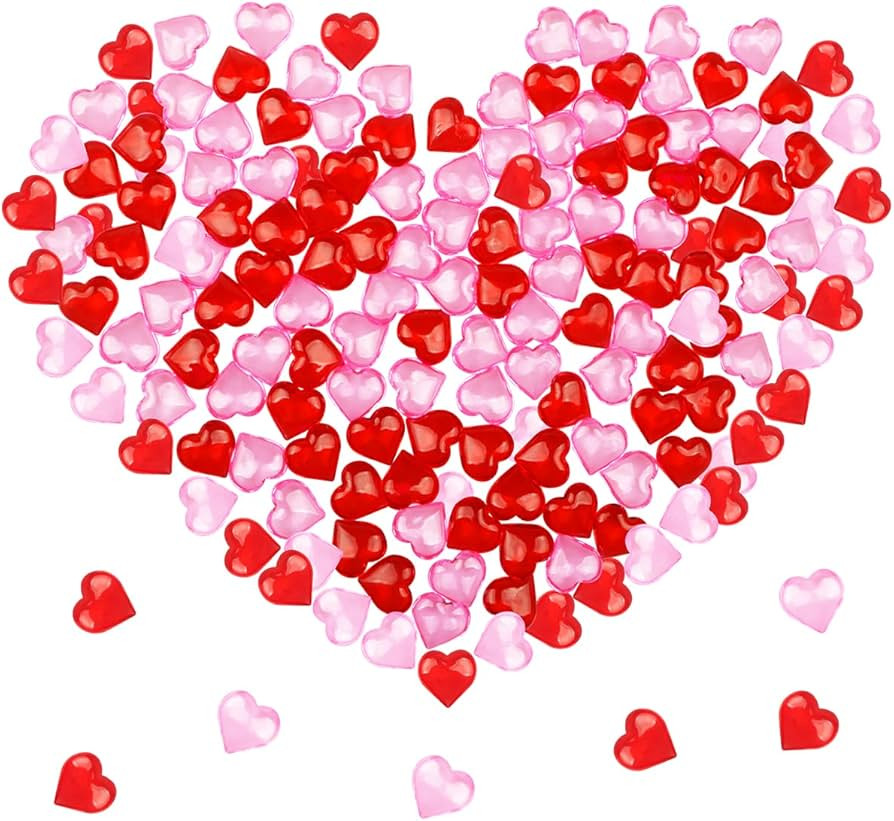 Fangoo 110 Pieces Red Pink Acrylic Heart Gems for Valentine's Day Decor Heart Rocks Vase Filler T... | Amazon (US)