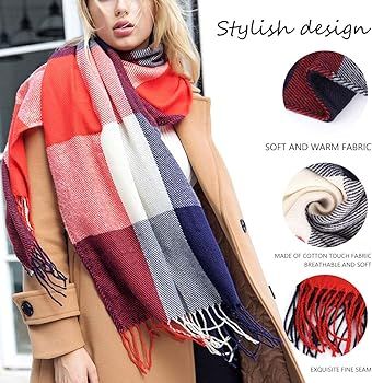 Winter Plaid Scarf - Women Blanket Scarves Long Cashmere Shawl Scarf Large Warm Wrap Shawls for L... | Amazon (CA)