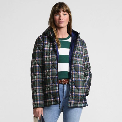 Women's Tall Print FeatherFree Quilted Insulated Jacket - Lands' End - Blue - L | Lands' End (US)