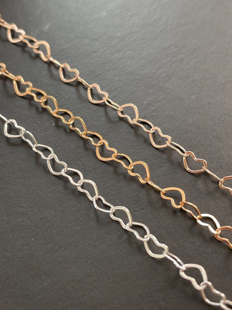 Heart Chains - DIY Jewelry Making Supplies - 925 Sterling Silver - 18k Gold Filled - Permanent Je... | Etsy (US)