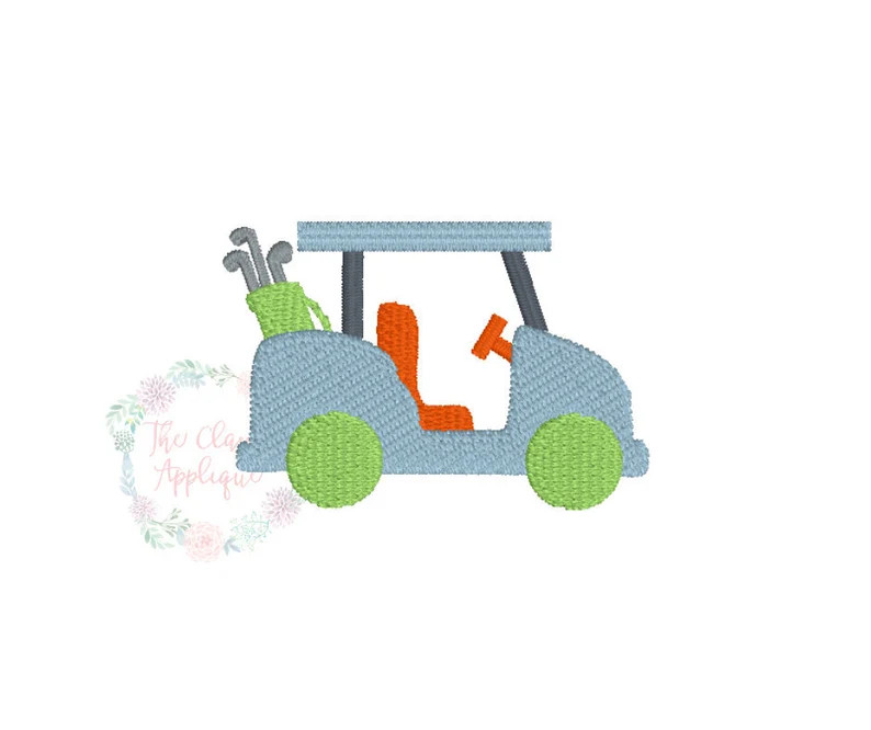 Golf Cart With Golf Clubs Mini Fill Stitch Stitch Machine Embroidery Design File - Etsy | Etsy (US)