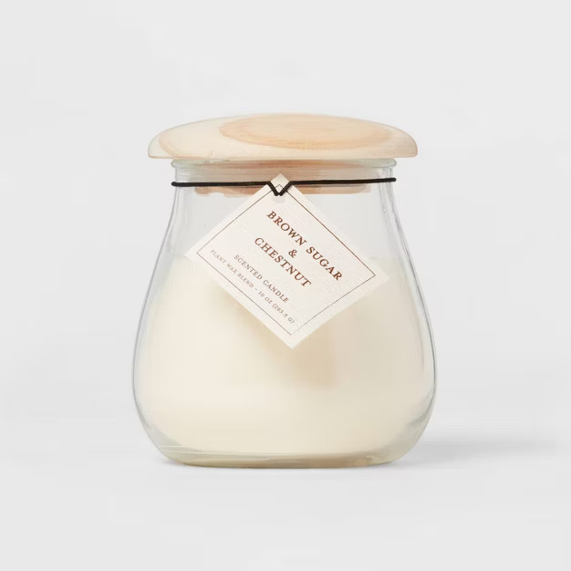 10oz Brown Sugar & Chestnut Glass Mushroom Figural Candle Cream - Threshold™ | Target
