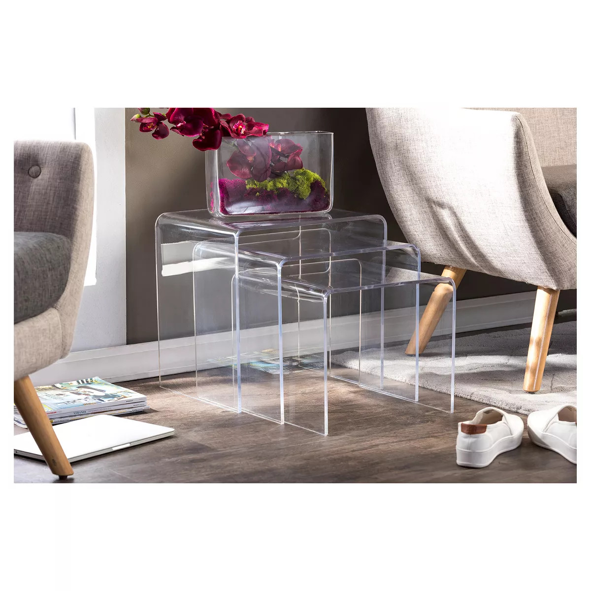 3pc Acrylic Nesting Table Set Display Stands - Baxton Studio | Target