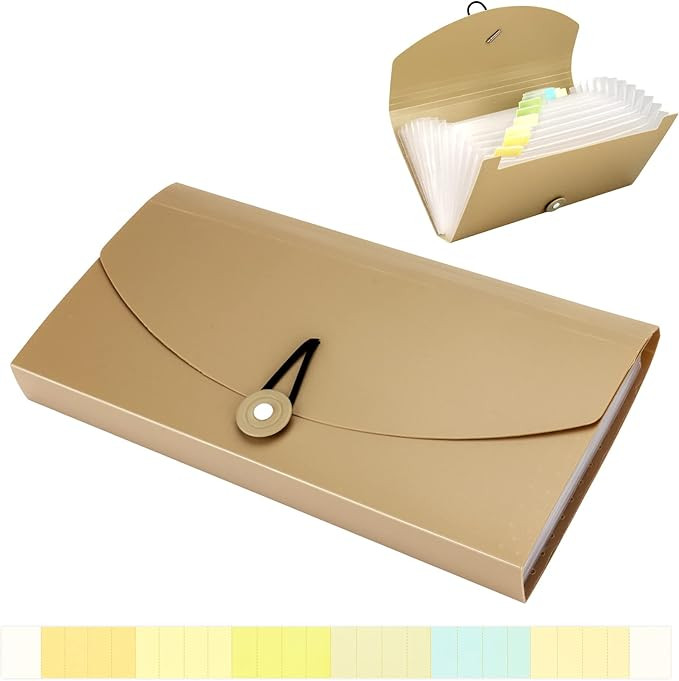 Oak-Pine 13 Pocket Receipt Folder/Expanding Coupon Currency Organizer with Label/Plastic Check Bi... | Amazon (US)