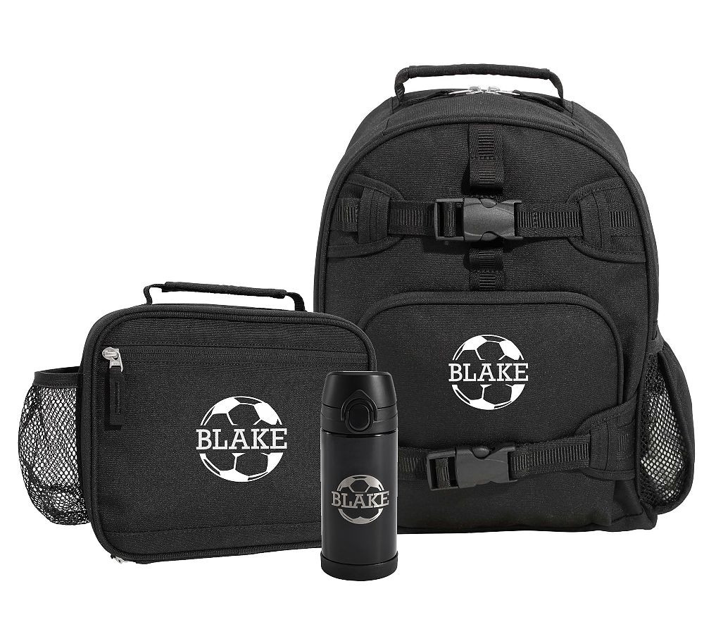 Mackenzie Solid Black Backpack &amp; Lunch Bundle, Set of 3 | Pottery Barn Kids