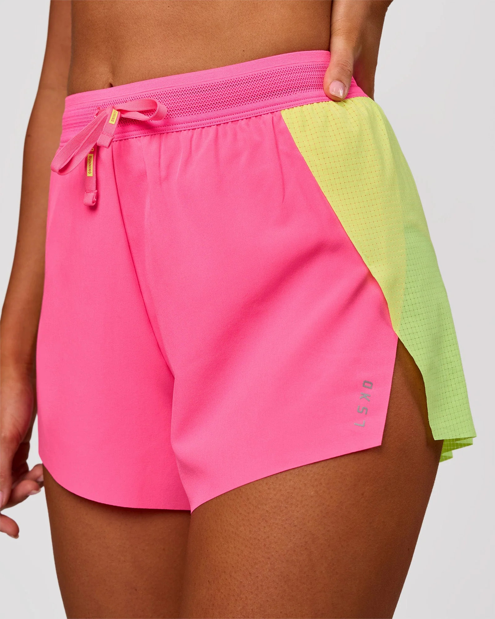Accelerate 3" High-Rise Running Short - Lime Glo-Sugar Plum | LSKD | LSKD