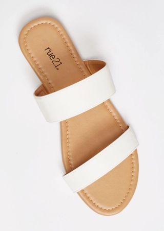 White Double Band Slide Sandals | rue21
