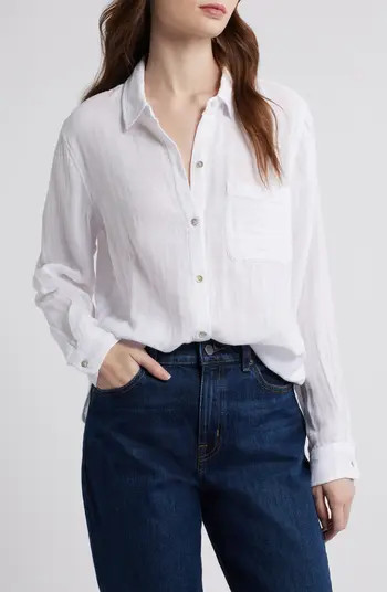 Ellis Cotton Gauze Button-Up Shirt | Nordstrom