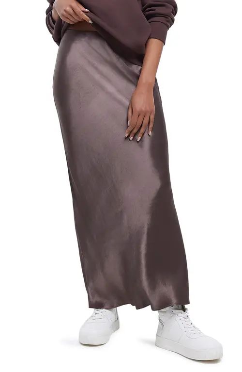 River Island Easy Bias Cut Satin Skirt in Brown at Nordstrom, Size 6 | Nordstrom