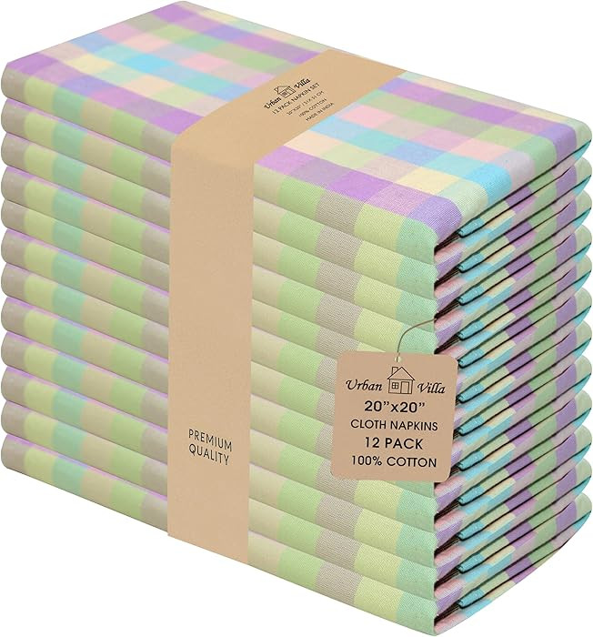 Urban Villa Cloth Napkins Set of 12 20x20 Inches 100% Cotton Napkins Cloth Washable Soft Durable ... | Amazon (US)