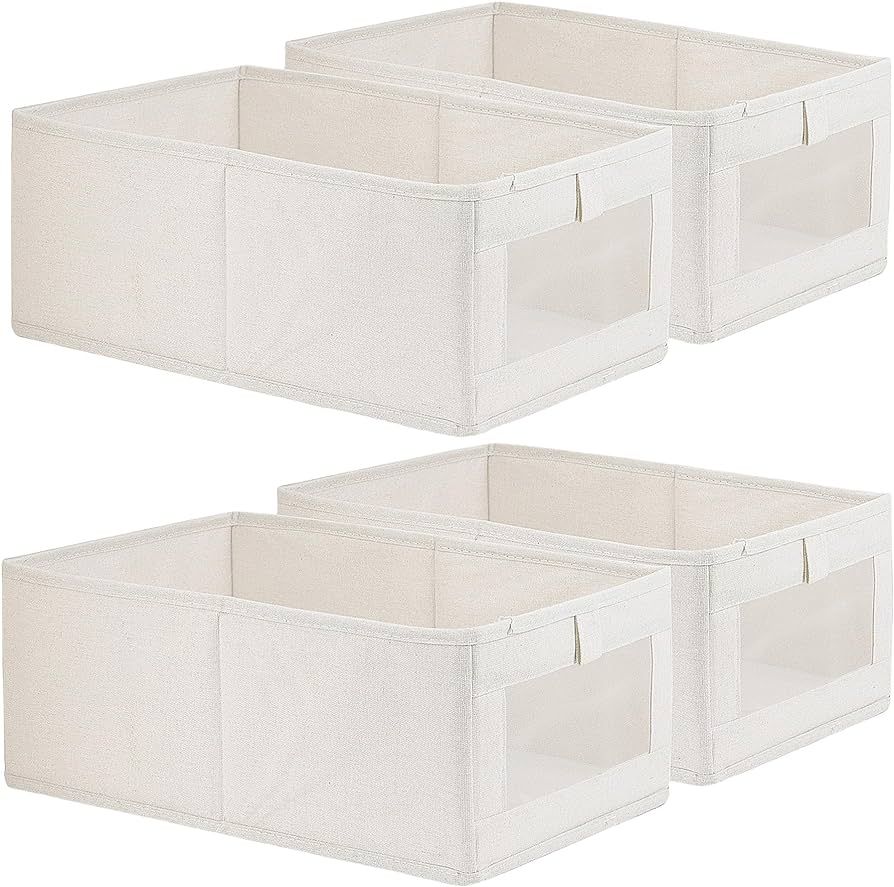 Fordonral 4 Pack Linen Storage Bins, Storage Containers for Organizing Clothing, Jeans, Toys, Boo... | Amazon (US)