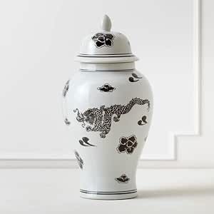 Z Gallerie Decorative Oriental Smooth Ceramic Dragon Ginger Jar Container with Lid - Hand-Painted... | Amazon (US)