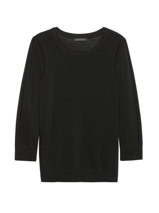 Cotton Blend Pointelle Crew | Banana Republic US