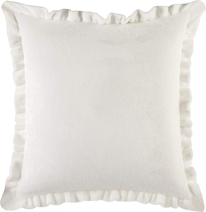 Rachel Ashwell Shabby Chic Emma Solid Royal Plush Faux Velvet Farmhouse Decorative Throw Pillow, ... | Amazon (US)