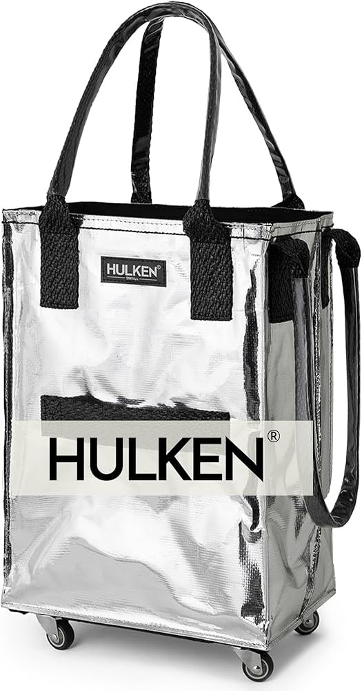 HULKEN (Small, Silver) Reusable Grocery Bag On Wheels, Shopping Trolley, Rolling Tote, Zipper Clo... | Amazon (US)