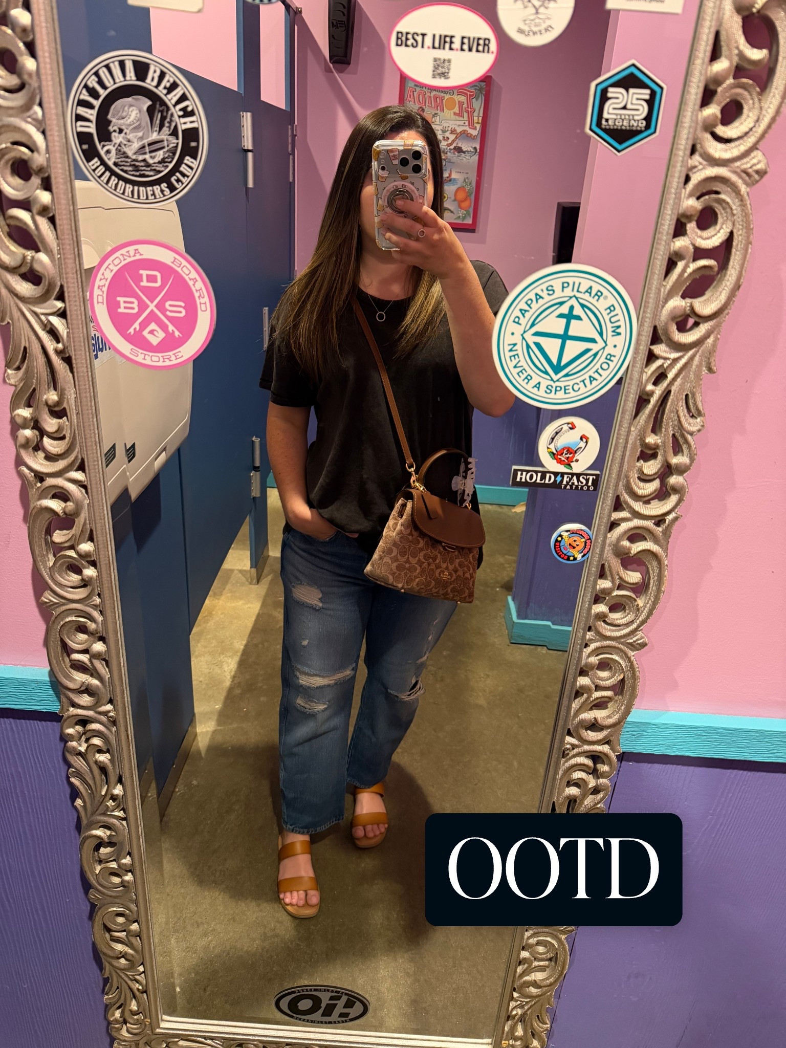 Quick Outfit of the Day moment! 

What I wore as a mom in her 30s taking her kids on a homeschool field trip outing! We went to the Marine Science Center as part of the ranger program the boys are in. 

Comfy look - wide leg, ripped jeans. Double strap sandals, and a baggy tee. Paired this ootd look with my coach crossbody. 

Midsize | OOTD | comfy | Cozy | mom fit 

#LTKmomlife #LTKdayinmylife #LTKootd