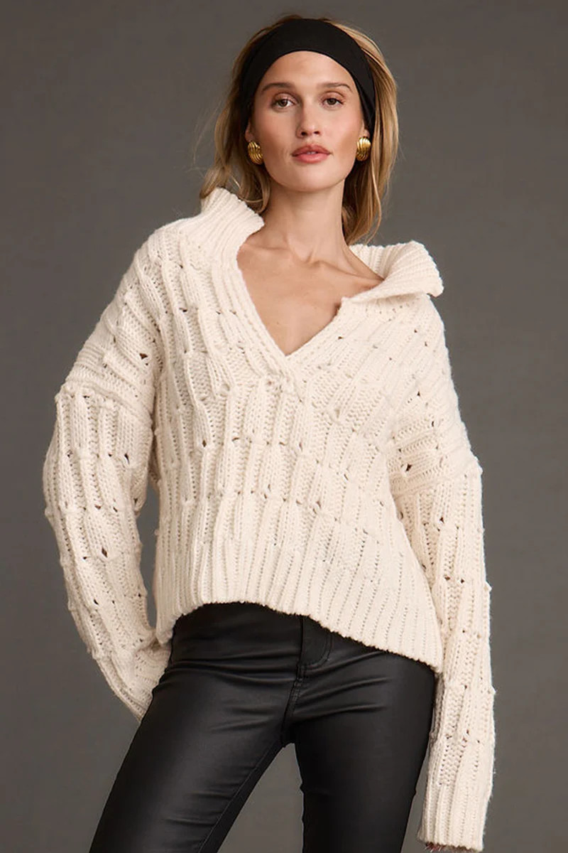Riverstone Cream Cableknit Sweater | 12th Tribe