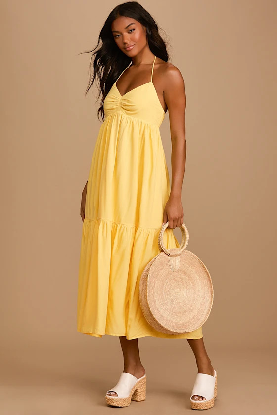 Say It's Me Yellow Halter Midi Dress | Lulus (US)