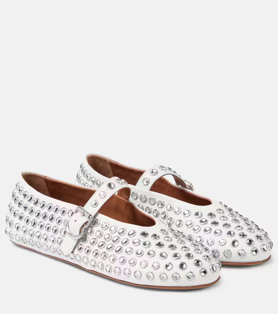 AlaÃ¯a Crystal-embellished leather ballet flats | Mytheresa (US/CA)