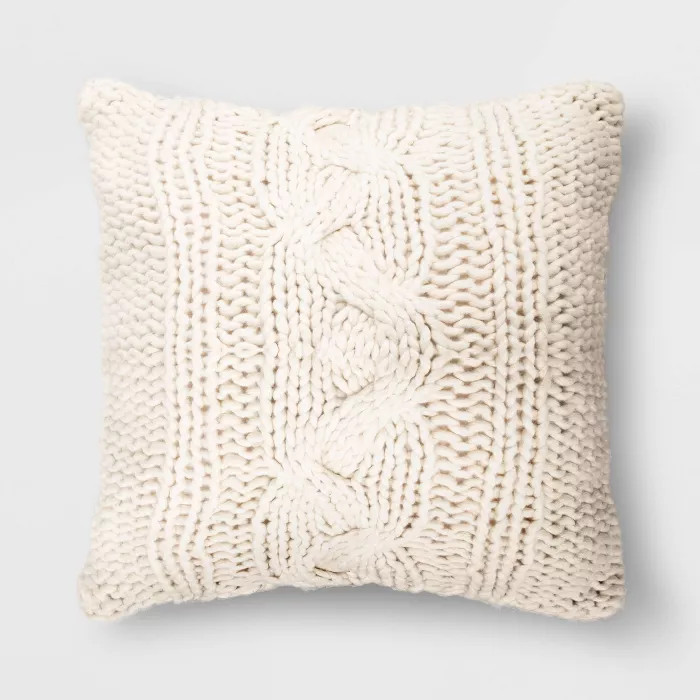 24"x24" Holiday Oversized Chunky Cable Knit Square Throw Pillow - Threshold™ | Target