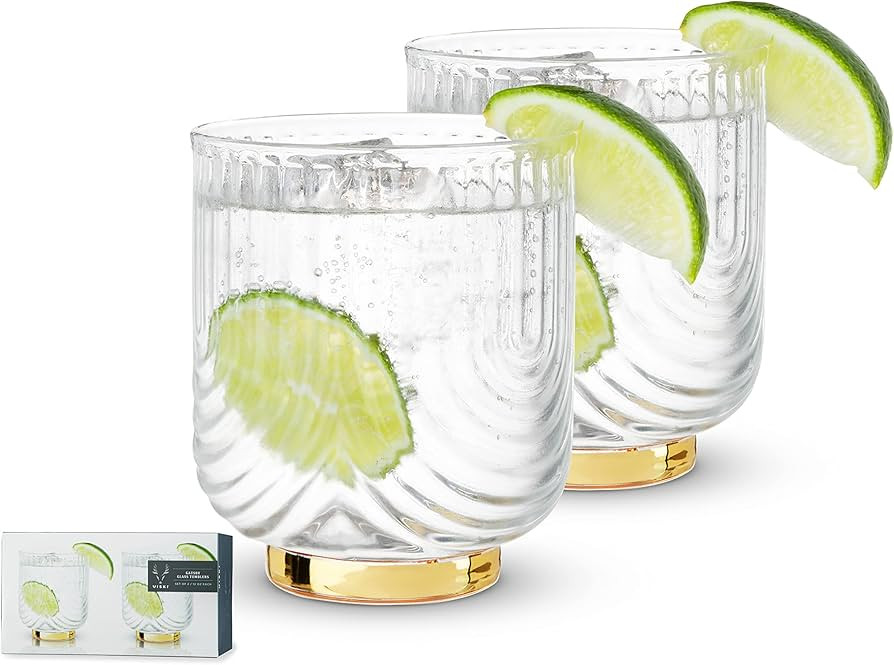 Viski Gatsby Lowball Glasses Set of 2 - Vintage Drinking Tumblers for Whiskey, Scotch & Bourbon -... | Amazon (US)
