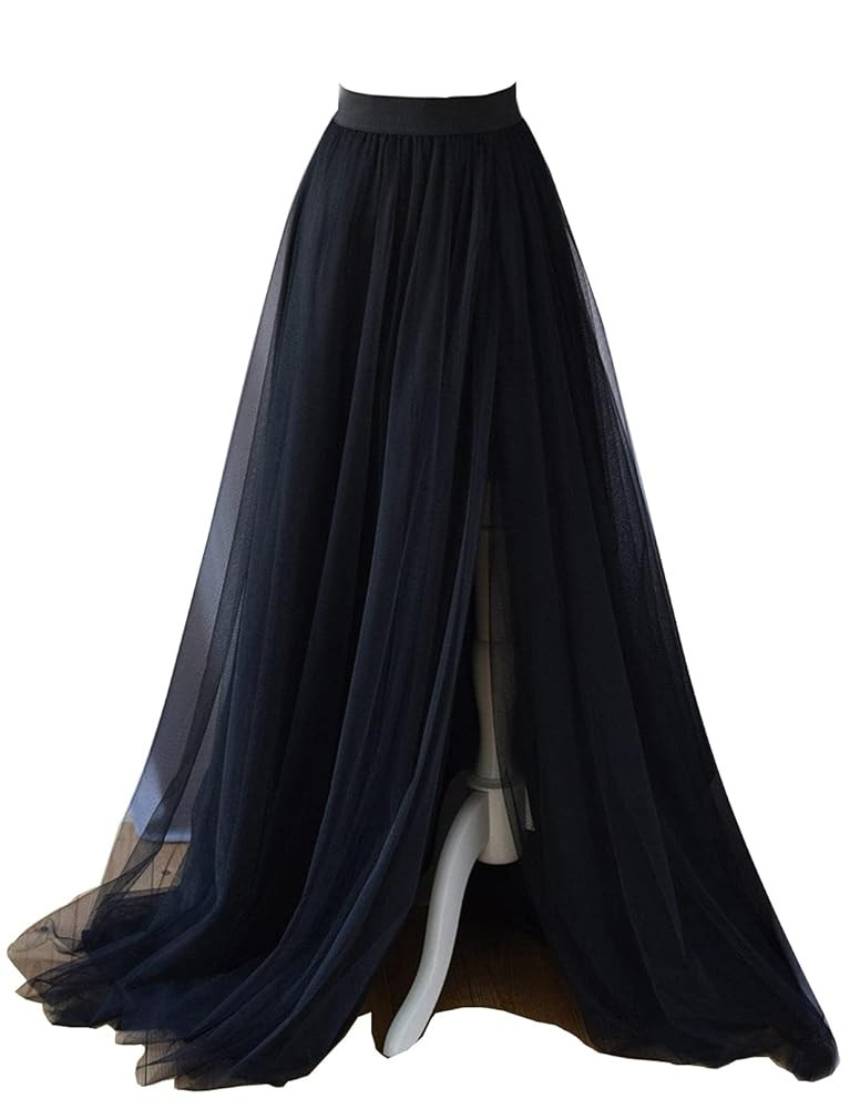 EllieHouse Adult Split Long Floor Prom Party Evening Tulle Skirt P61 | Amazon (US)