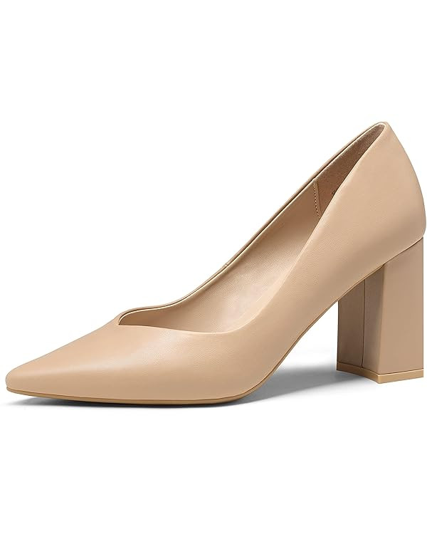 DREAM PAIRS Women’s High Chunky Closed Toe Block Heels Pointed Toe Wedding Party Elegant Slip O... | Amazon (US)