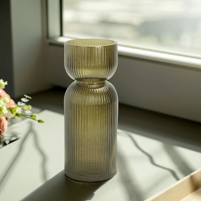Better Homes & Garden Green Translucent Ribbed Glass Tabletop Vase | Walmart (US)