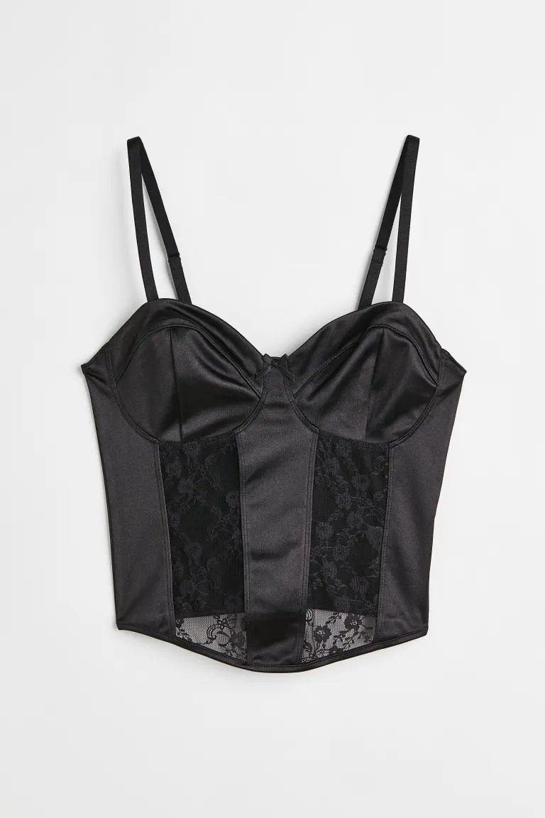 Lace-detail satin bustier top | H&M (UK, MY, IN, SG, PH, TW, HK)