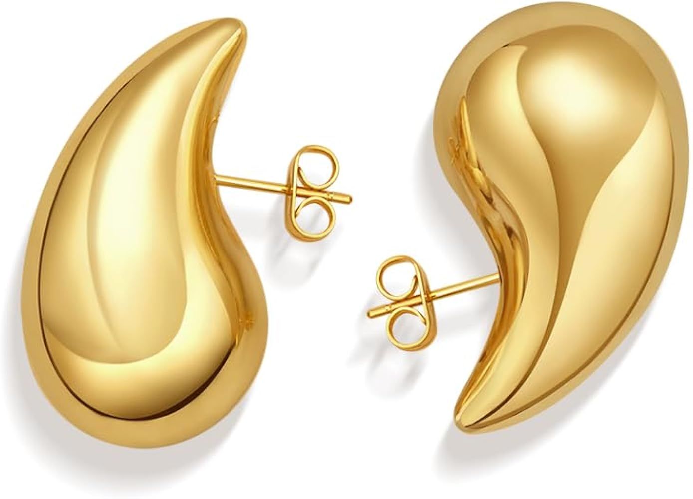 Teardrop Earring Set Dupes Lightweight Chunky Gold Hoop Earrings for Women, Hypoallergenic Earrin... | Amazon (US)