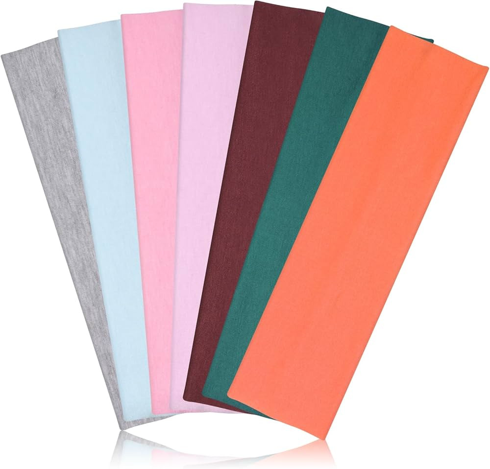 Headbands for Women Non Slip - 7PCS Fashion Sports Hair Bands for Women's Hair, Soft Cotton Cloth... | Amazon (US)