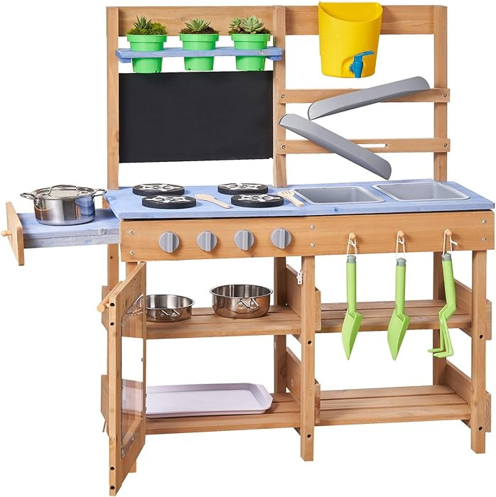 VEVOR Mud Kitchen, Outdoor Mud Kitchen for Kids, Wood Outdoor Play Kitchens with Stoves, Hooks, S... | Amazon (US)