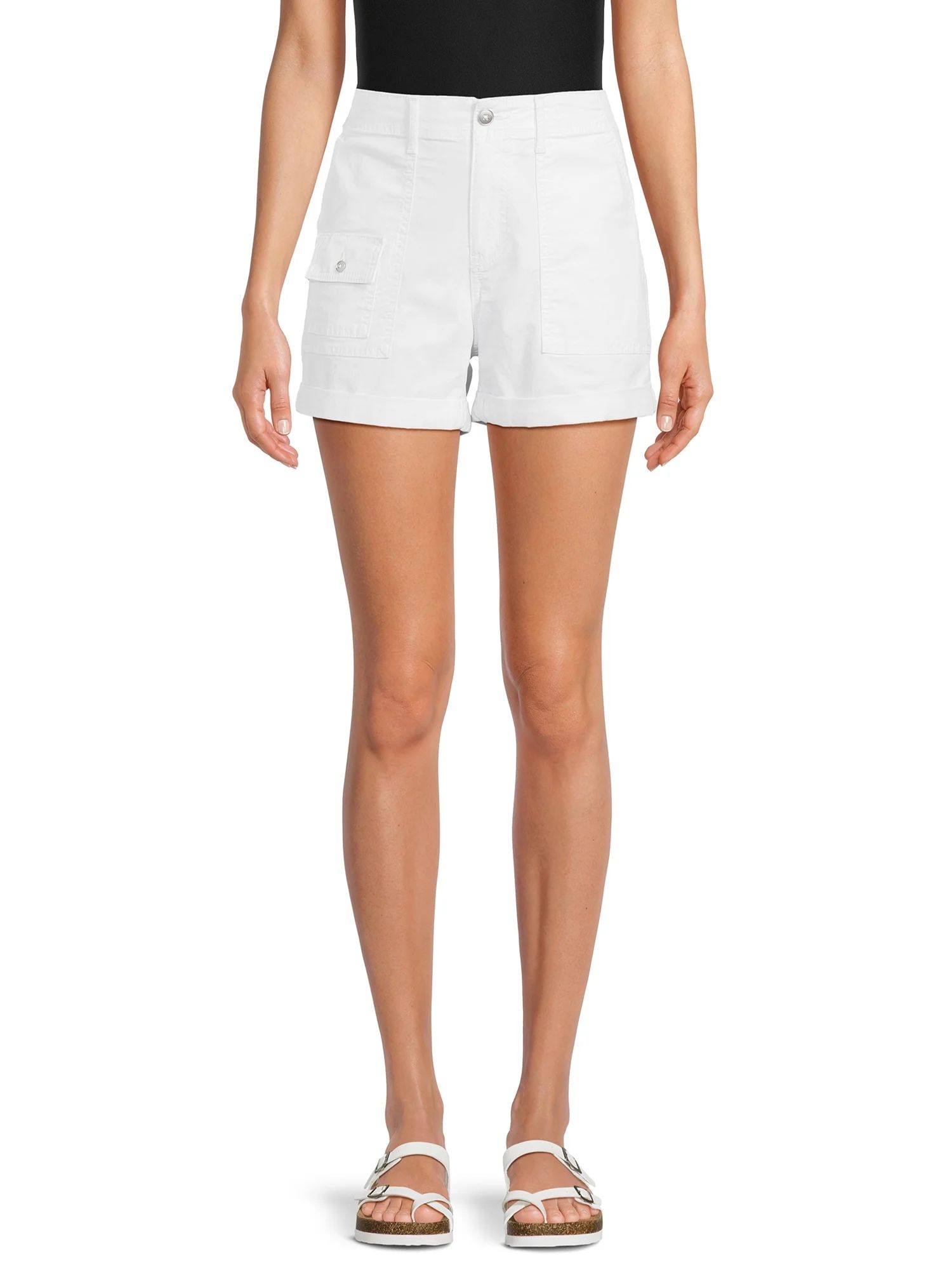 Time and Tru Women's and Women's Plus Utility Cuff Shorts, 4" Inseam, Sizes 2-20 - Walmart.com | Walmart (US)