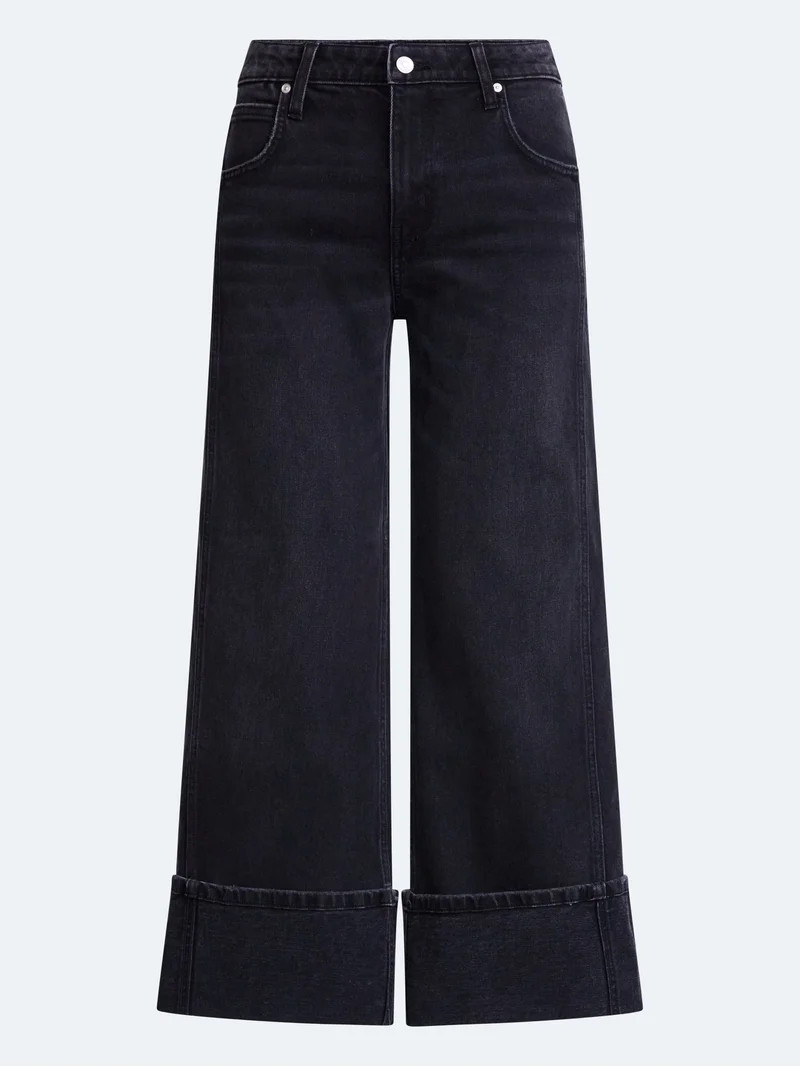 Scoop Women's and Women's Plus Mid Rise Cuffed Wide Leg Jean, Sizes 0-28W | Walmart (US)