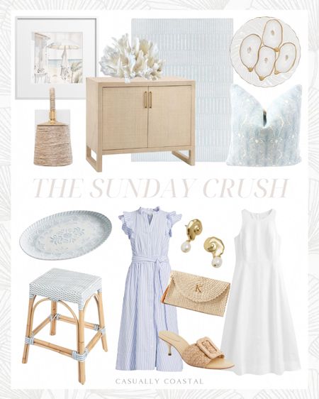 The Sunday Crush 

Coastal home, coastal style, coastal decor, home decor, beach house, beach home decor, summer outfit, sandals, vacation outfit, neutral home, ruffle neck maxi shirt dress, affordable shirtdress, coastal dress, watercolor art print, coastal wall art, beach art, pal leaf scalloped clutch, summer purse, bar cabinet, coastal cabinet, raffia wrapped wood cabinet, rattan counter stool, coastal counter stool, gold earrings, coastal earrings, freshwater pearl shell drop earrings, neutral heels, linen midi dress, summer dress, coastal metal sconce, hemp wrapped brass sconce, coastal pillows, coastal pillow covers, ocean reef decor, coastal rug, indoor/outdoor rug, affordable rug, chambray tile serving platter, gilded oyster plate 

#LTKFindsUnder100 #LTKHome #LTKFindsUnder50