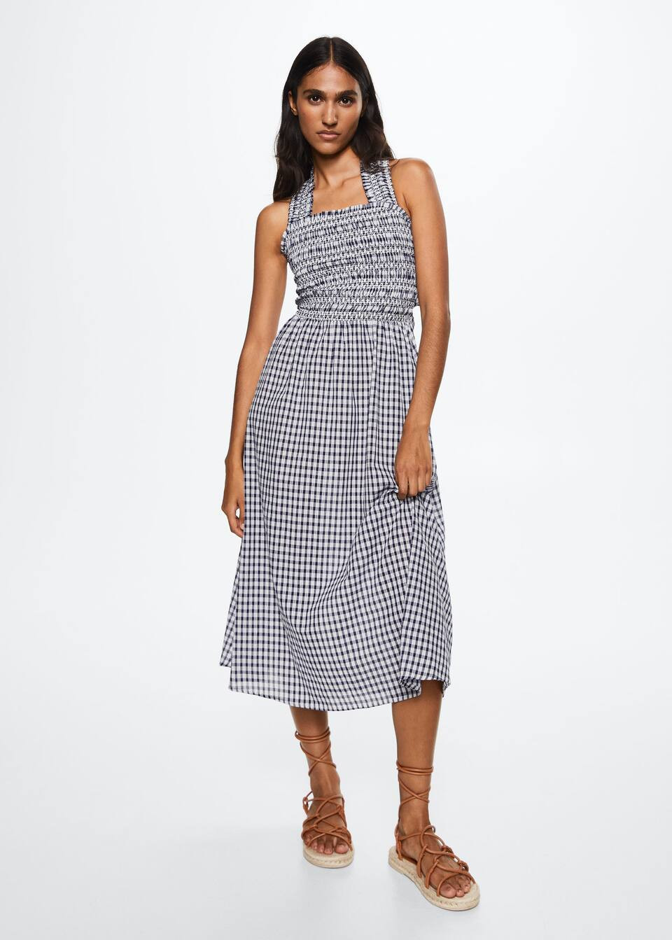 Gingham check cottoned dress | MANGO (US)