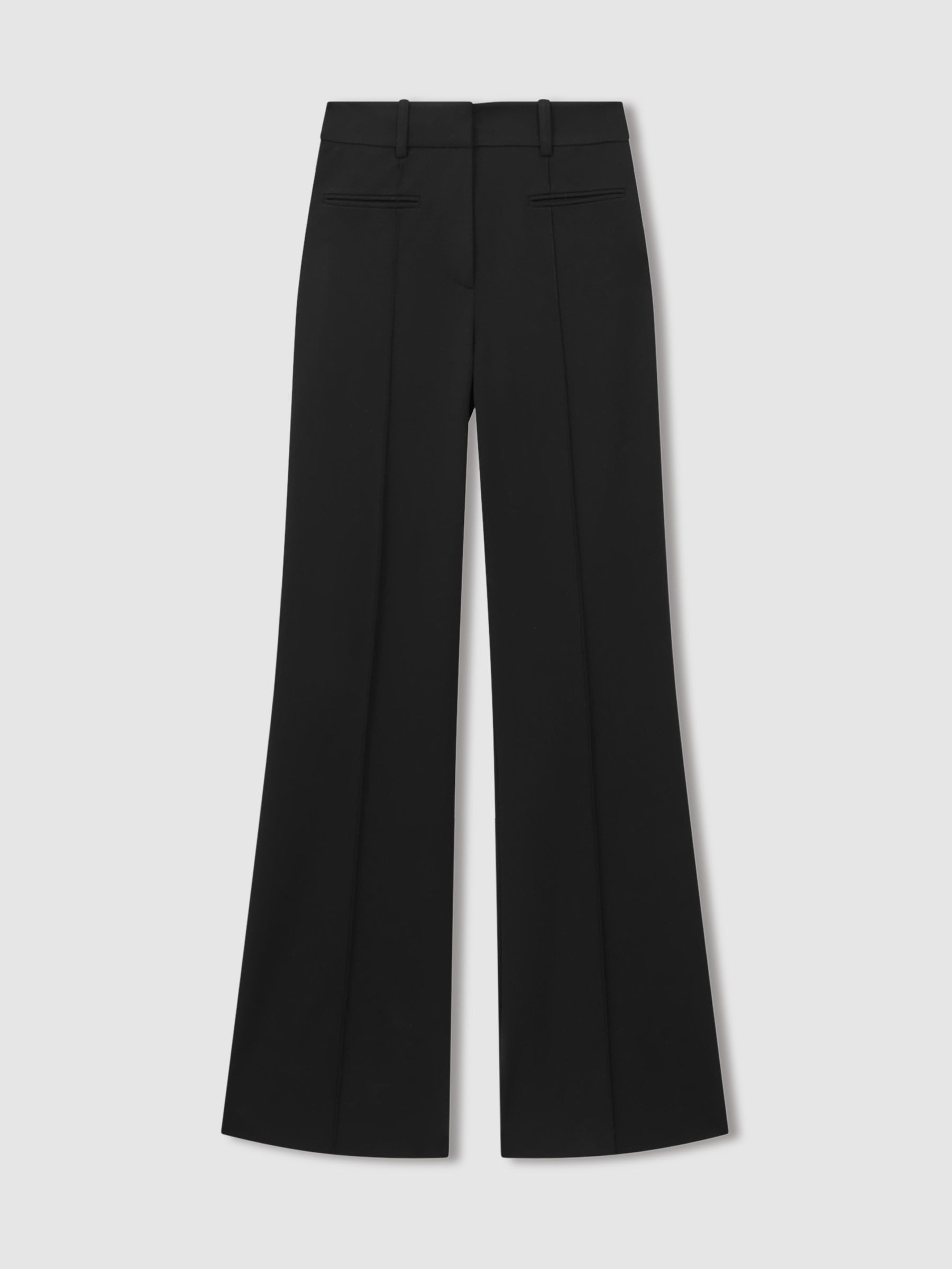 High Rise Flared Trousers in Black | Reiss UK