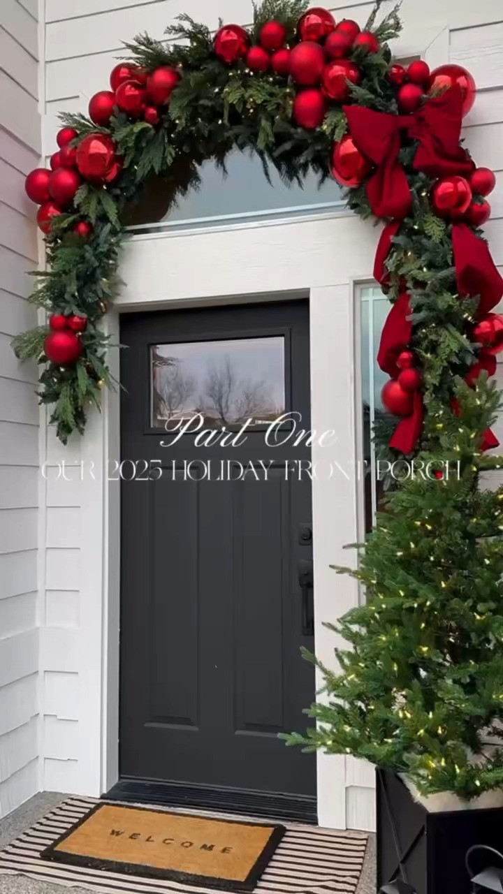 ✨HOLIDAY FRONT PORCH REVEAL · PART ONE✨ Kicking off the season with the most festive front porch yet! This year’s look features lush evergreen garlands, oversized red ornaments, and velvet bows for a timeless, show-stopping entrance. It’s classic holiday charm that makes every guest feel instantly welcomed.

#TheHillaryStyle #Amazon #AmazonHome #HolidayDecor #FrontPorchDecor #ChristmasDecor #ElegantHolidayStyle #ClassicChristmas #FestiveFrontPorch #AffordableLuxury #DesignerInspiredStyle #CozyChristmasVibes #ModernClassic #HolidayAesthetic 

 #LTKHoliday #LTKOver40 #LTKStyleTip