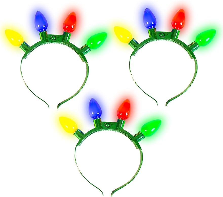 JOYIN 3 Pack Christmas Flashing Light Bulb Headband Christmas Accessories Party Favors | Amazon (US)
