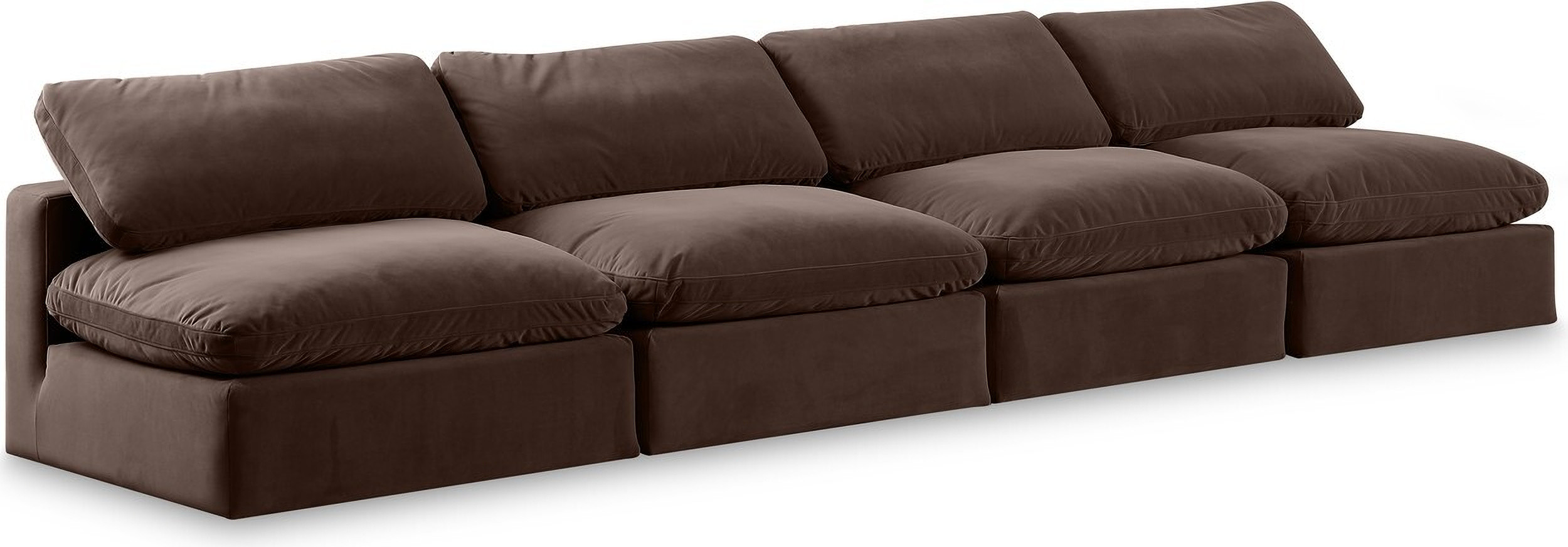 Comfy Velvet 4 Piece Modular Sofa In Brown and Espresso | 1stopbedrooms