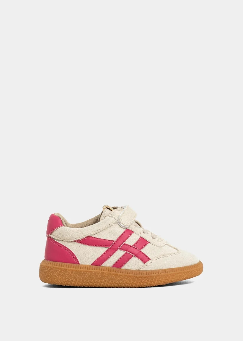 SASHA MINI Stone | Girls’ Retro Sneakers in Pink & Beige | SHUSHOP