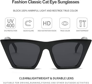 Square Cat Eye Sunglasses for Women Fashion Oversize Cateye Classic women Sunglasses | Amazon (US)
