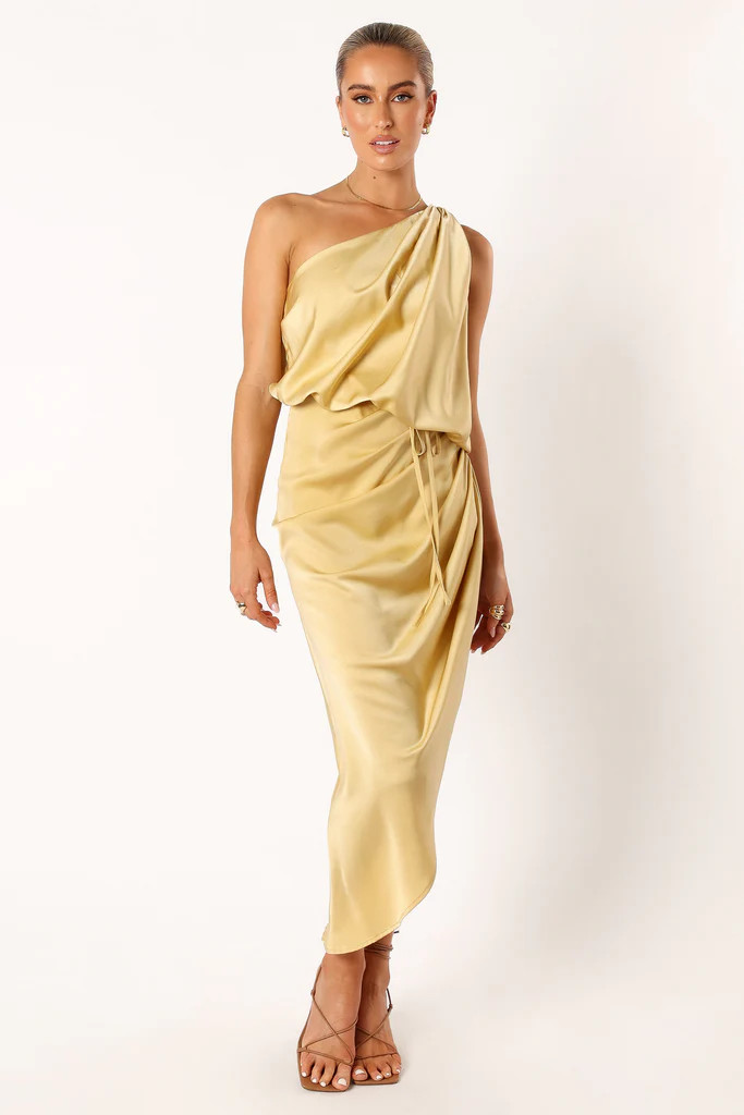 Sonny One Shoulder Midi Dress - Mustard | Petal & Pup (US)