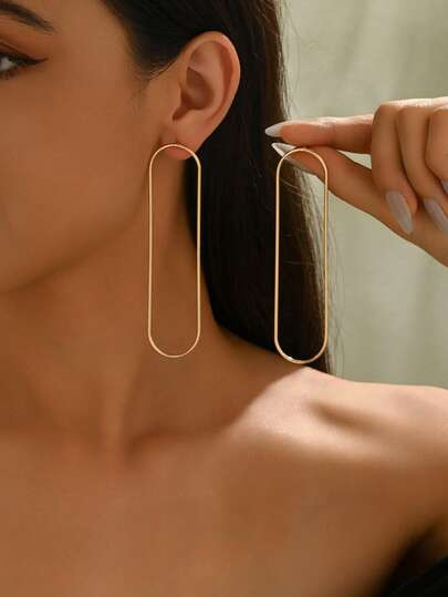 1 Pair Minimalist Casual Geometric Iron Wire Stylish And Creative Earrings | SHEIN