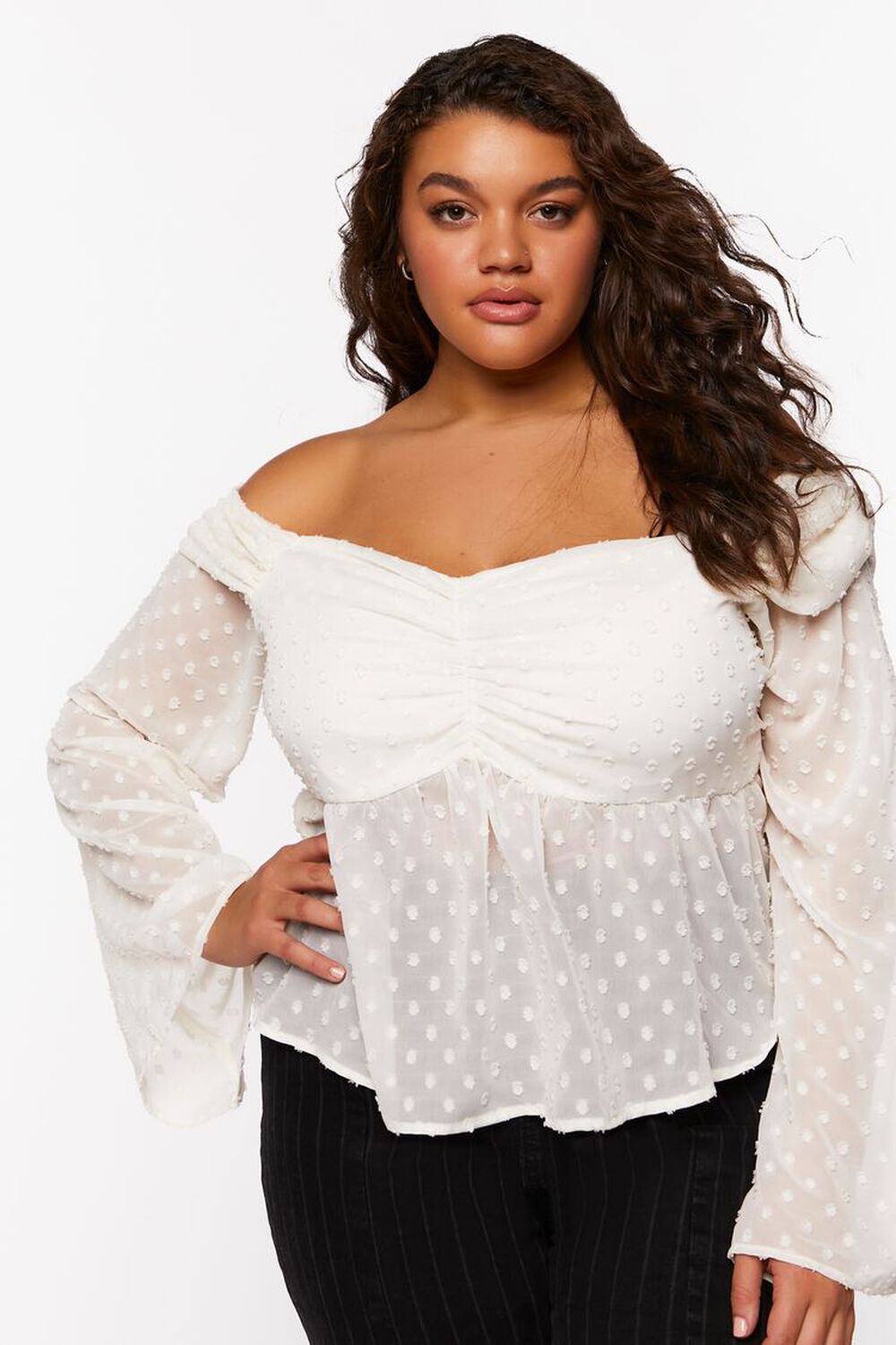 Plus Size Chiffon Off-the-Shoulder Top | Forever 21 (US)