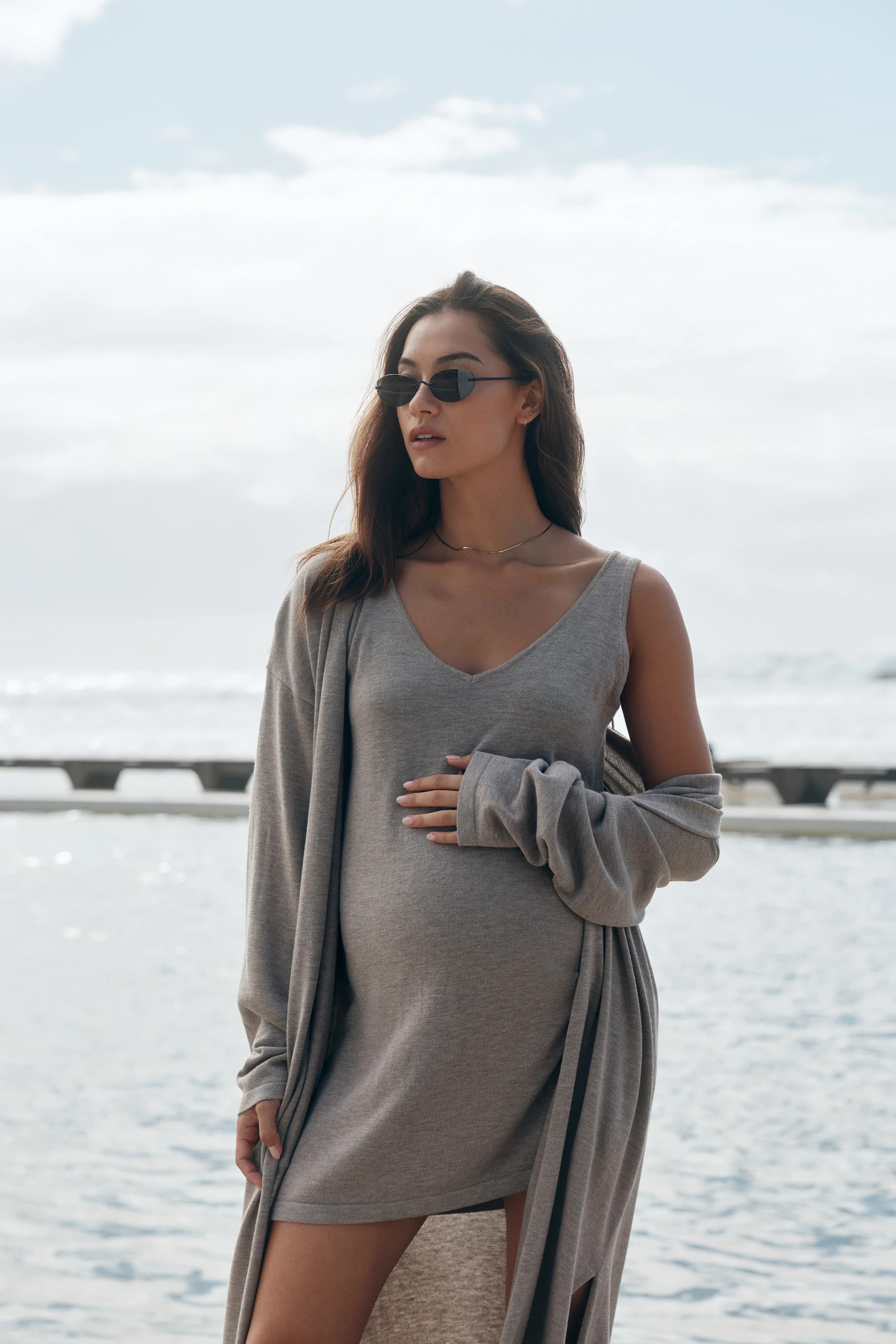 V Neck Tank Dress (Wheat) | Legoe Heritage Maternity APAC
