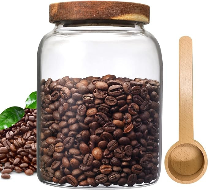 Glass Coffee Storage Jar with Lids Scoop Thicken Glass Coffee Canister Borosilicate Glass Food Co... | Amazon (US)