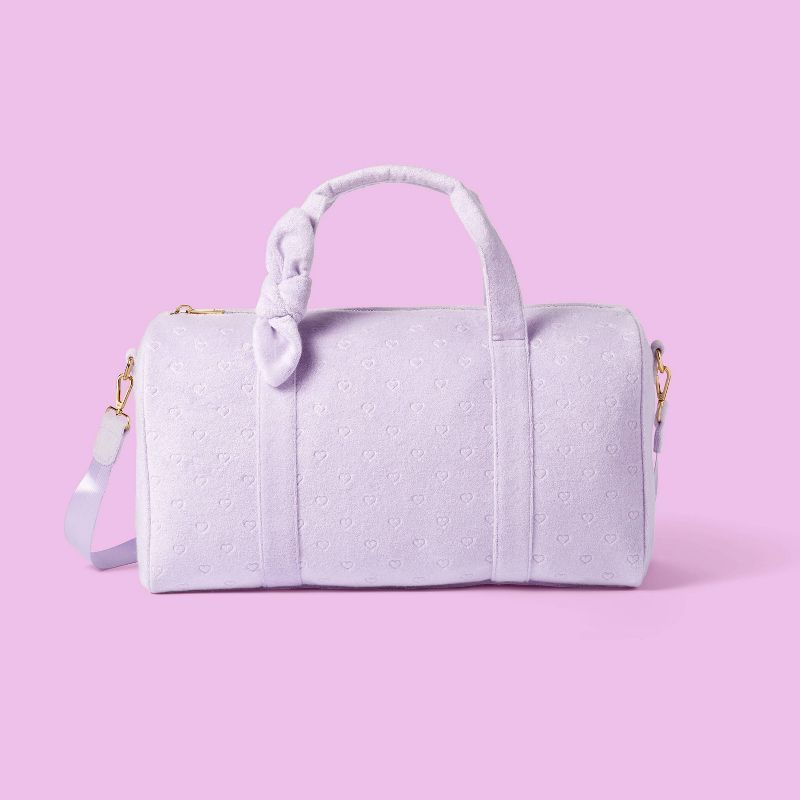 Terry Cloth Embossed Mini Hearts Duffle Bag - Stoney Clover Lane x Target Light Purple | Target