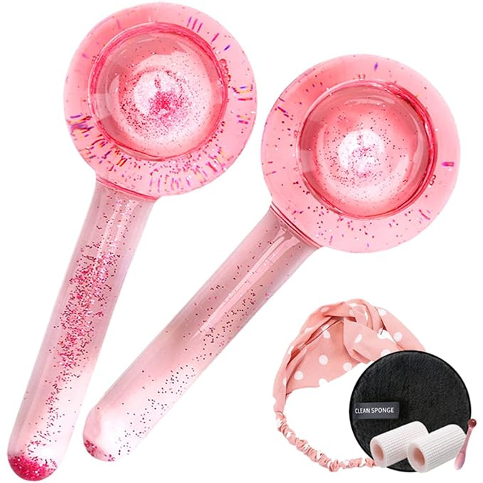 NOVOVIDA Ice Globes for Facials, 2PCS Face Glass Globes Set (incl Headscarf, Sponge Pad, Eye Crea... | Amazon (US)